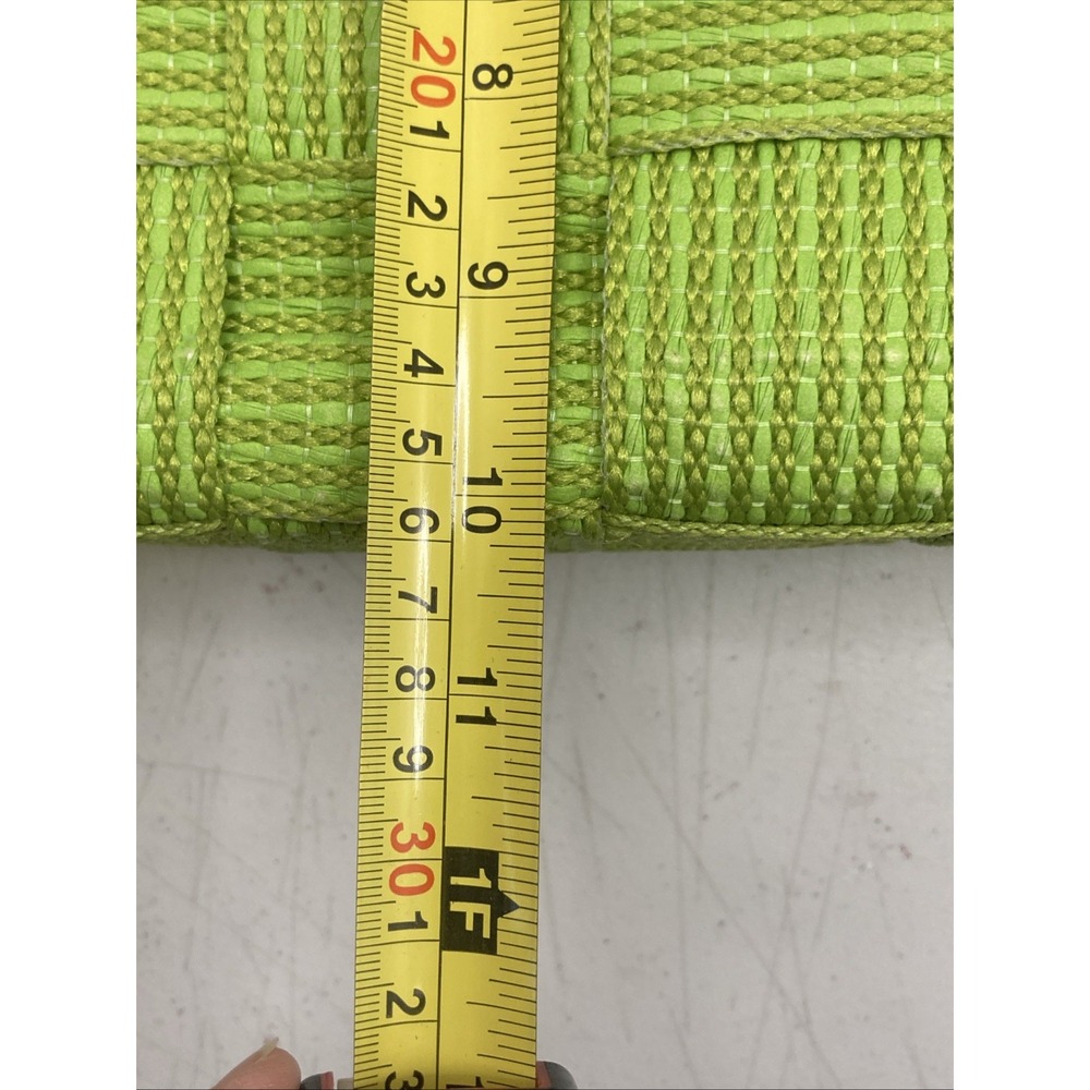 Vtg M&G Bertini Italy Seatbelt Woven Handbag Purse Lucite Handles Lime Green - Picture 13 of 15